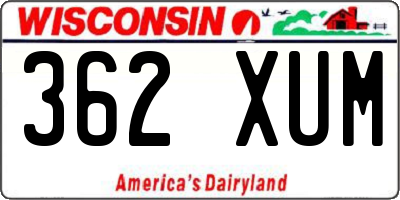 WI license plate 362XUM