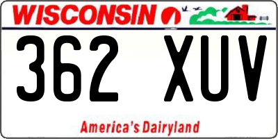 WI license plate 362XUV