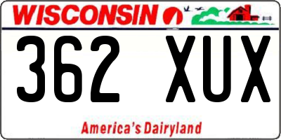 WI license plate 362XUX