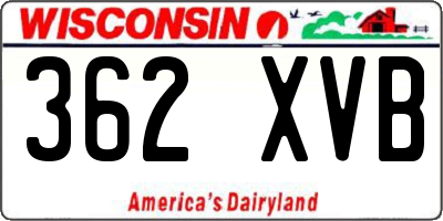 WI license plate 362XVB