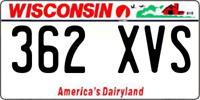 WI license plate 362XVS