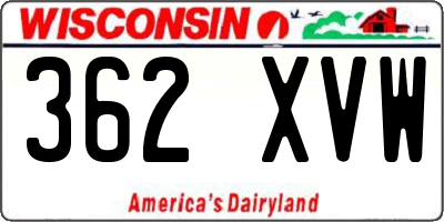 WI license plate 362XVW