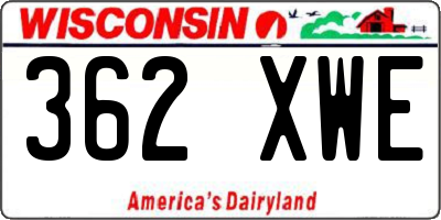 WI license plate 362XWE