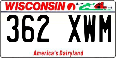 WI license plate 362XWM