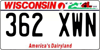 WI license plate 362XWN