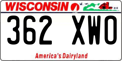 WI license plate 362XWO