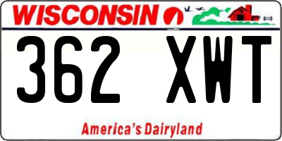 WI license plate 362XWT