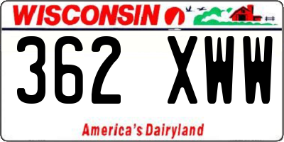 WI license plate 362XWW