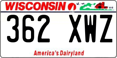 WI license plate 362XWZ
