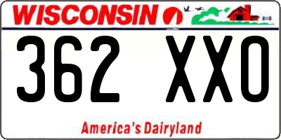 WI license plate 362XXO