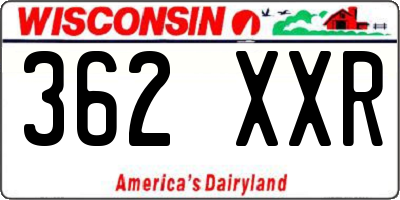 WI license plate 362XXR