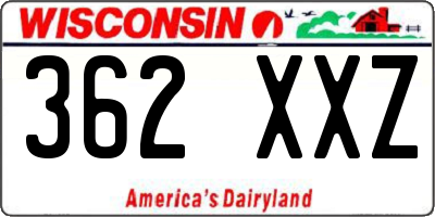 WI license plate 362XXZ
