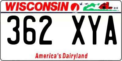 WI license plate 362XYA
