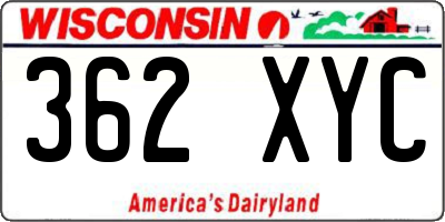 WI license plate 362XYC