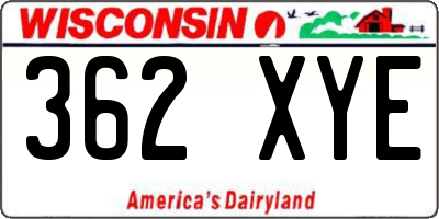 WI license plate 362XYE