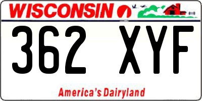 WI license plate 362XYF