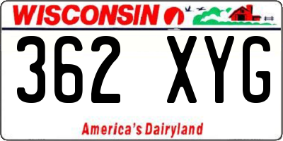 WI license plate 362XYG