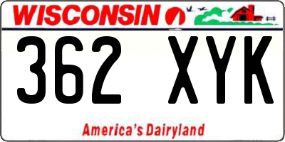 WI license plate 362XYK