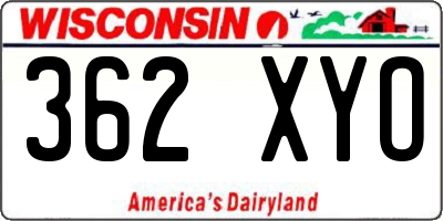WI license plate 362XYO