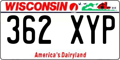 WI license plate 362XYP
