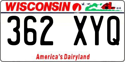 WI license plate 362XYQ