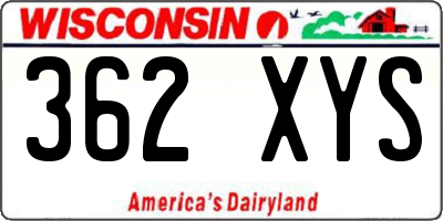 WI license plate 362XYS
