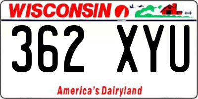 WI license plate 362XYU