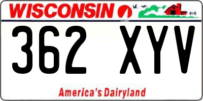 WI license plate 362XYV