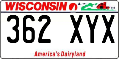 WI license plate 362XYX