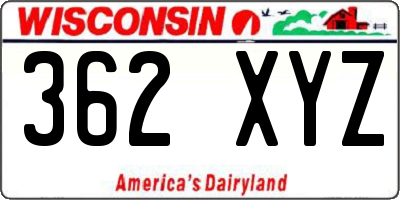 WI license plate 362XYZ