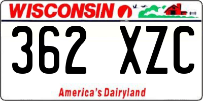 WI license plate 362XZC