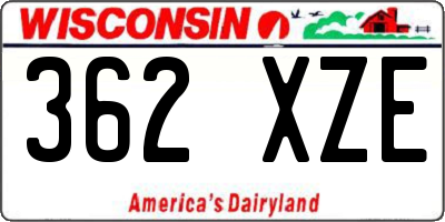 WI license plate 362XZE
