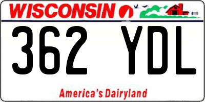 WI license plate 362YDL