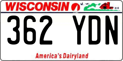 WI license plate 362YDN