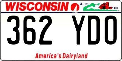 WI license plate 362YDO