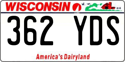 WI license plate 362YDS