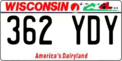 WI license plate 362YDY