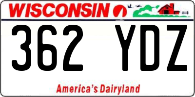 WI license plate 362YDZ