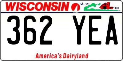 WI license plate 362YEA