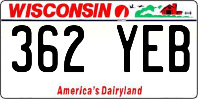 WI license plate 362YEB