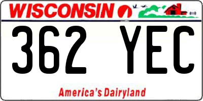 WI license plate 362YEC