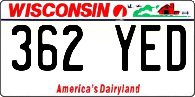 WI license plate 362YED