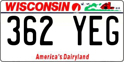 WI license plate 362YEG