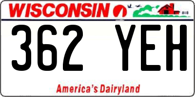 WI license plate 362YEH