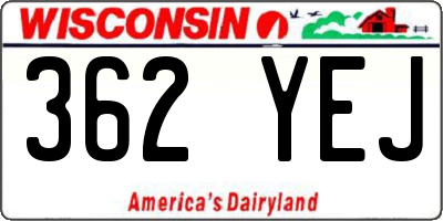 WI license plate 362YEJ