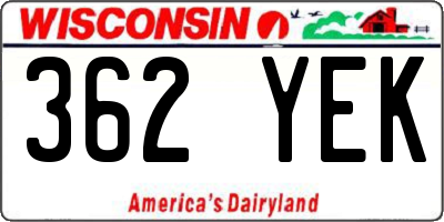 WI license plate 362YEK
