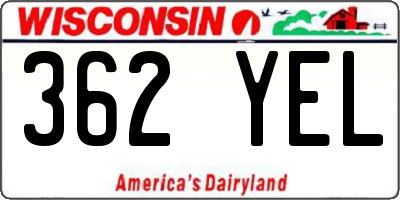 WI license plate 362YEL