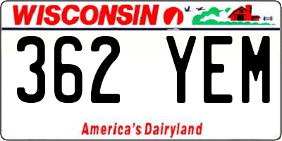 WI license plate 362YEM