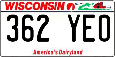 WI license plate 362YEO