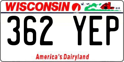 WI license plate 362YEP